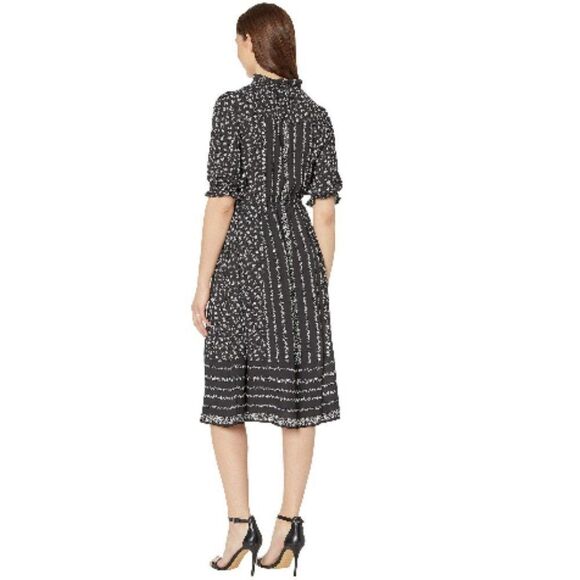 CeCe Ruffle Sleeve V-Neck Print Mix Dress - Picture 3 of 13